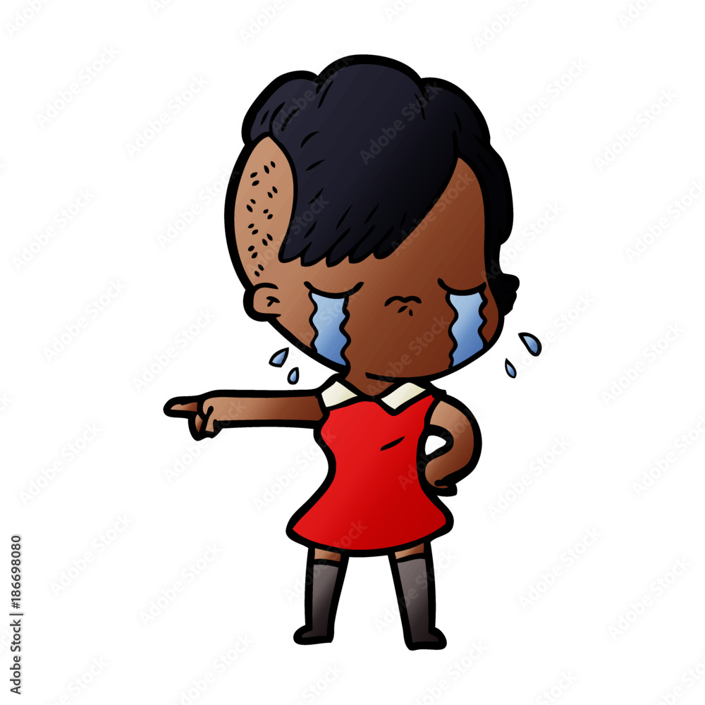 cartoon crying girl pointing cartoon crying girl pointing