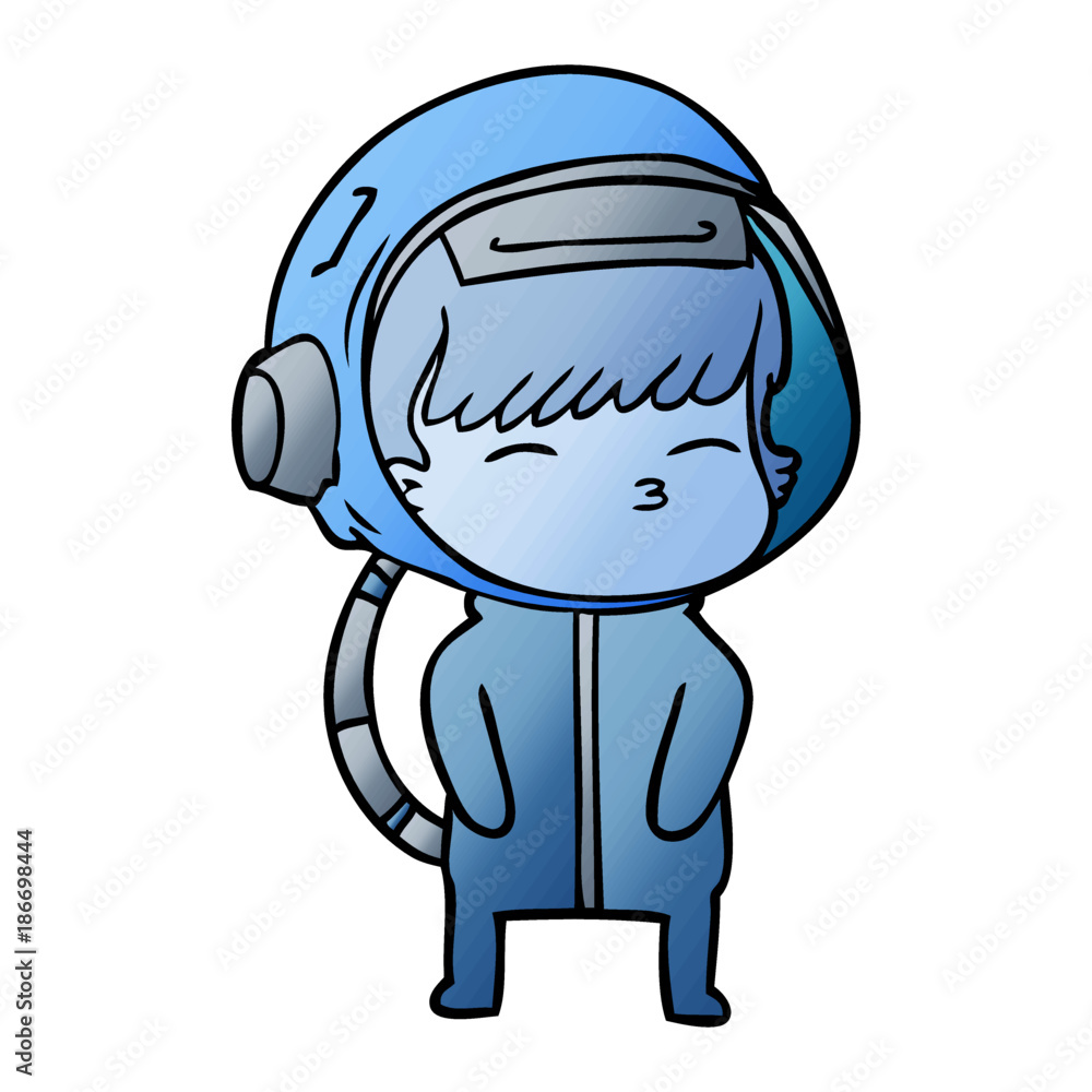 cartoon curious astronaut