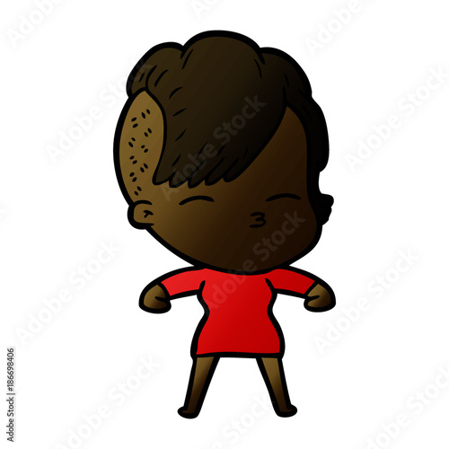 cartoon squinting girl