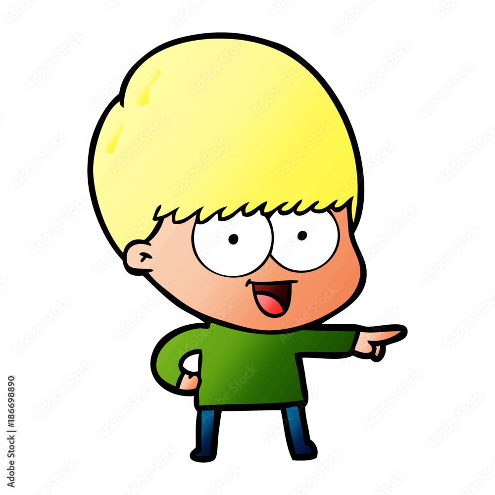 happy cartoon boy pointing happy cartoon boy pointing