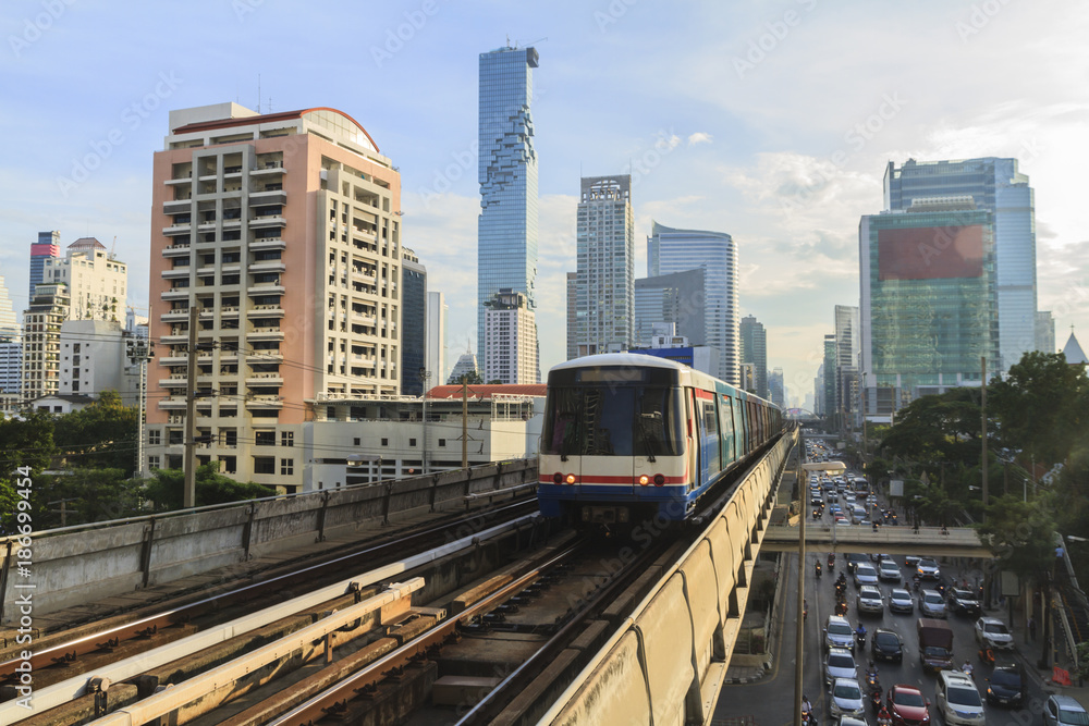 Modern electric train at bangkok,thailand.