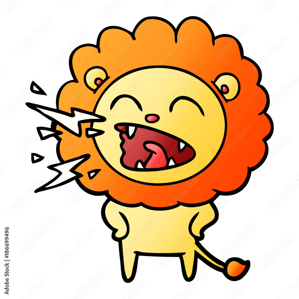 Fototapeta premium cartoon roaring lion