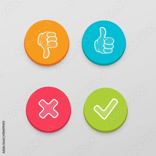 Yes, No, Thumbs up and down icons