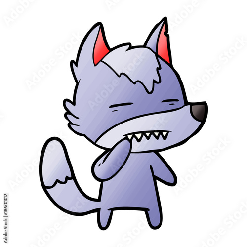 unsure wolf showing teeth