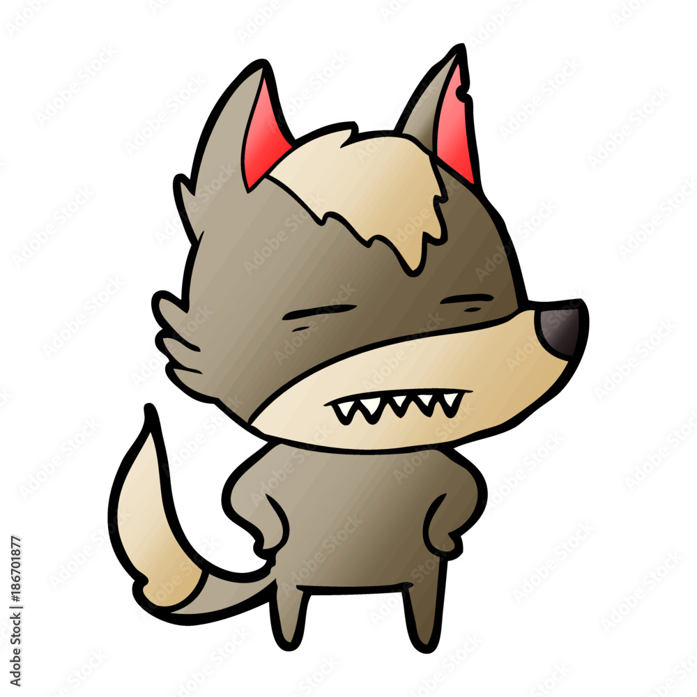cartoon wolf showing teeth