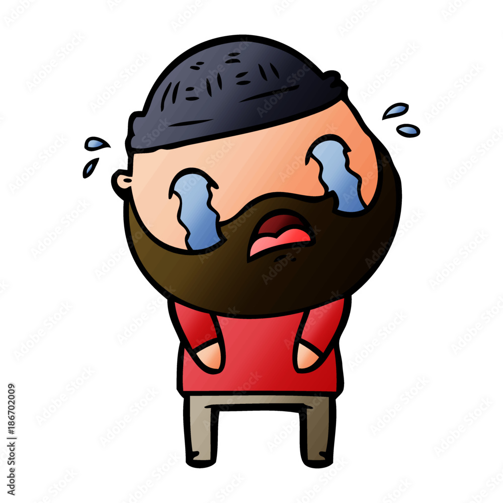 cartoon bearded man crying