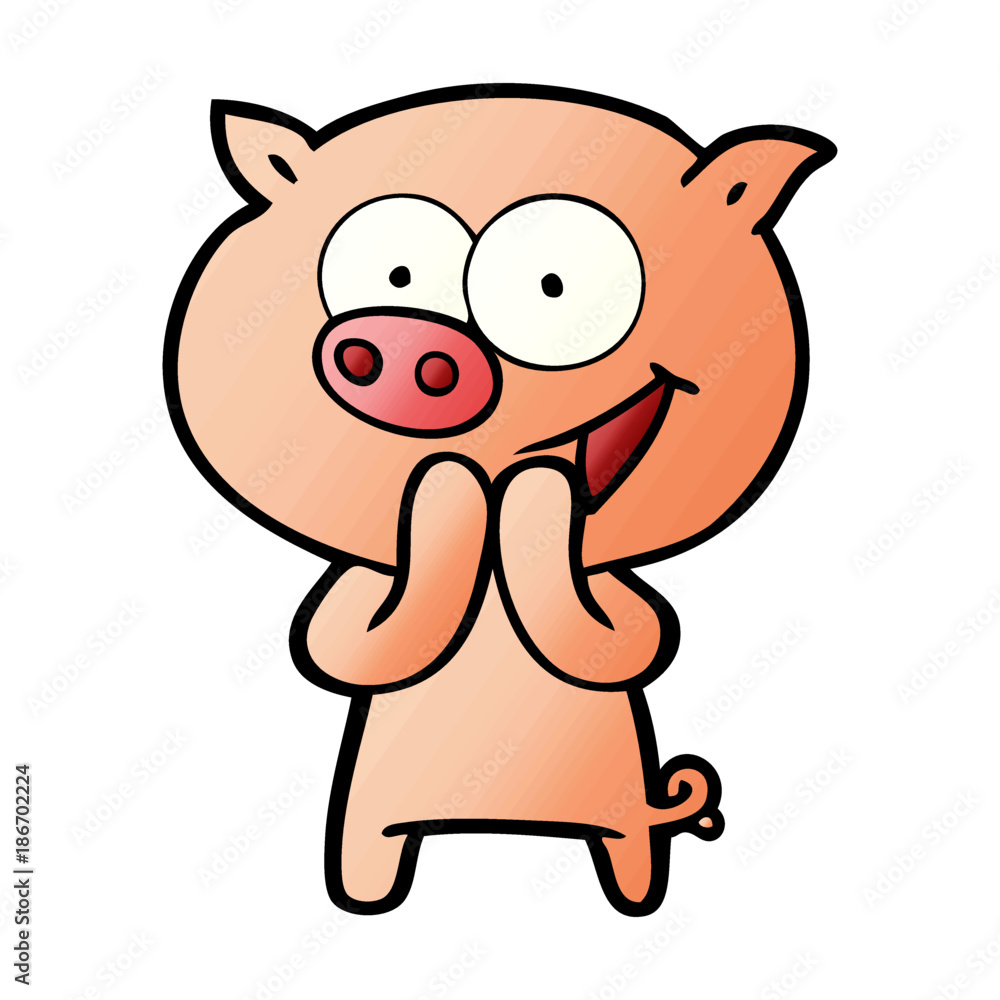 cheerful pig cartoon