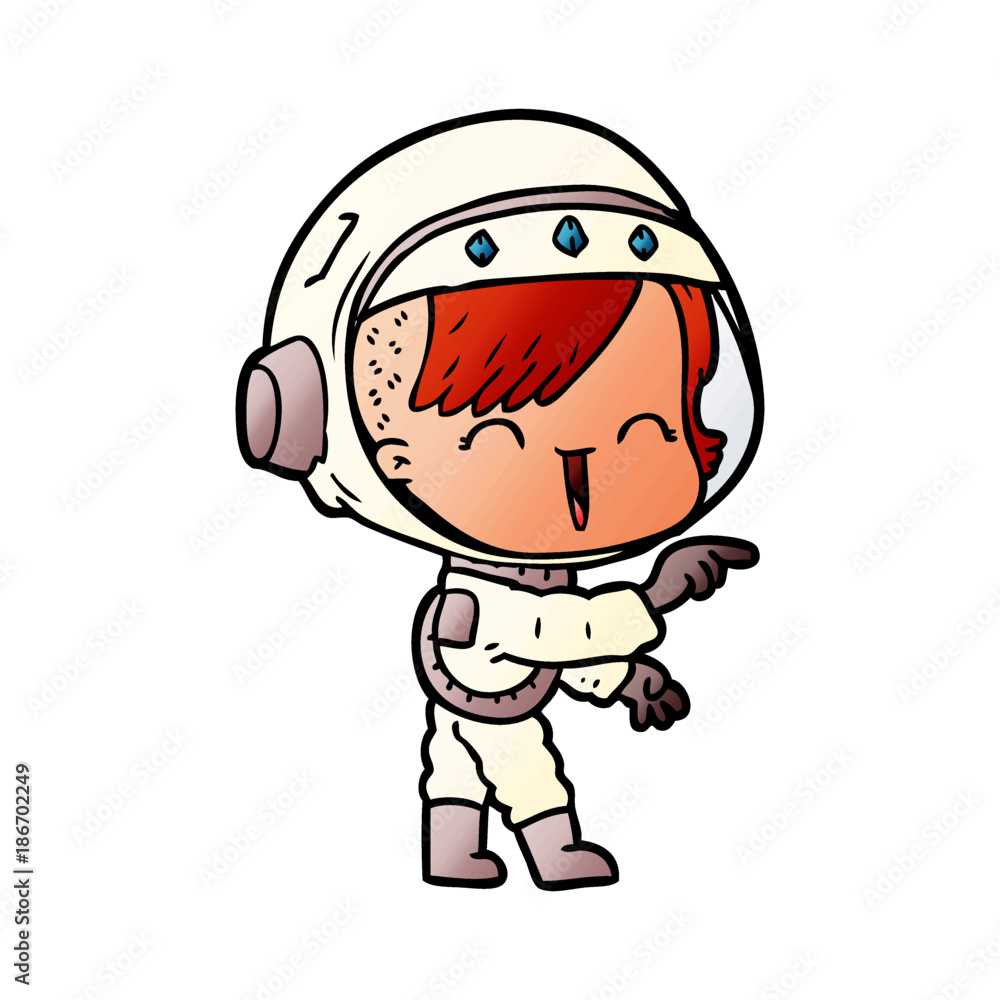 cartoon astronaut girl pointing and laughing cartoon astronaut girl pointing and laughing