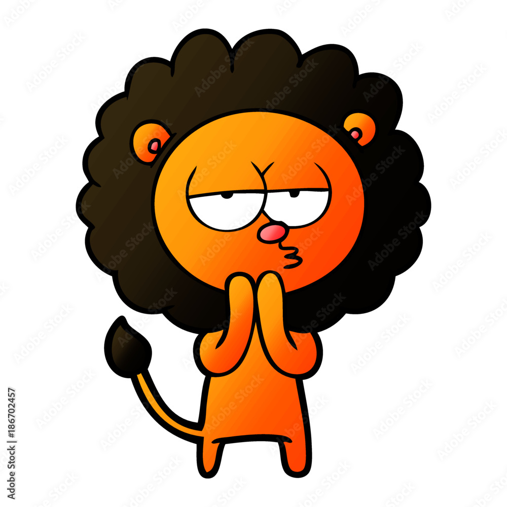 cartoon lion considering cartoon lion considering