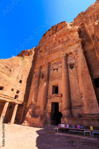 Tombs at Petra the ancient City Al Khazneh in Jordan