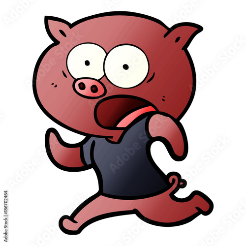 cartoon pig running away