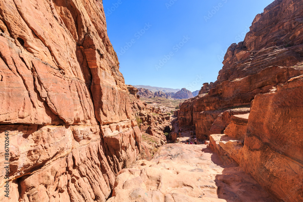 Pathway up to the monastry at Petra the ancient City Al Khazneh in Jordan Pathway up to the monastry at Petra the ancient City Al Khazneh in Jordan
