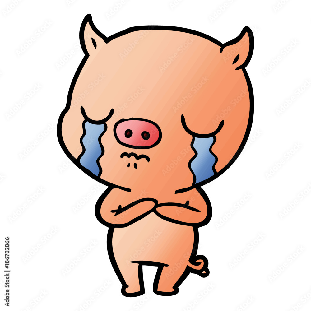 Naklejka premium cartoon pig crying