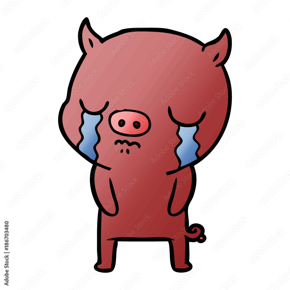 Obraz premium cartoon pig crying