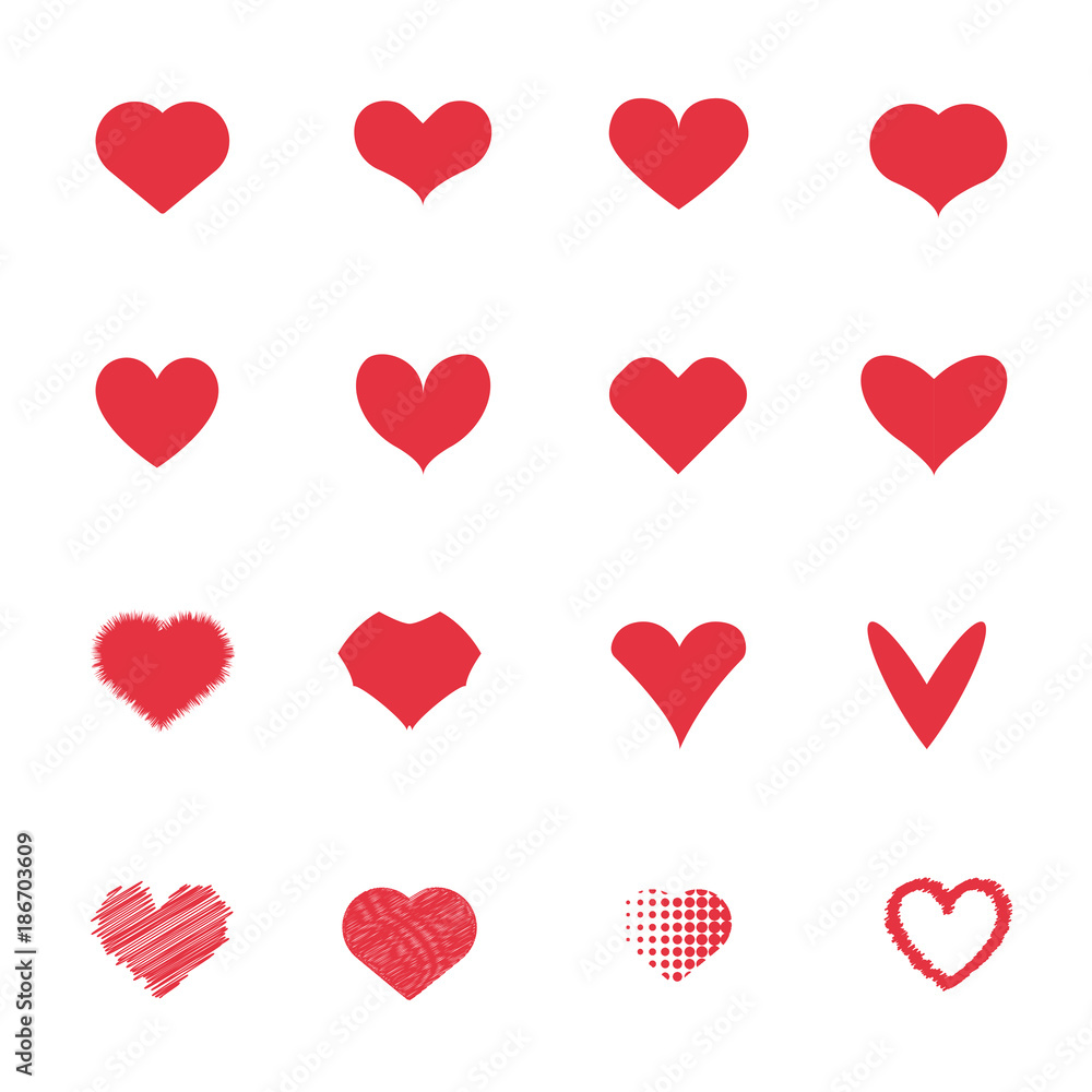 Red heart icons set. Love and Romantic concept. Couples and Lovers concept. Valentines day theme. Red heart icons set. Love and Romantic concept. Couples and Lovers concept. Valentines day theme.