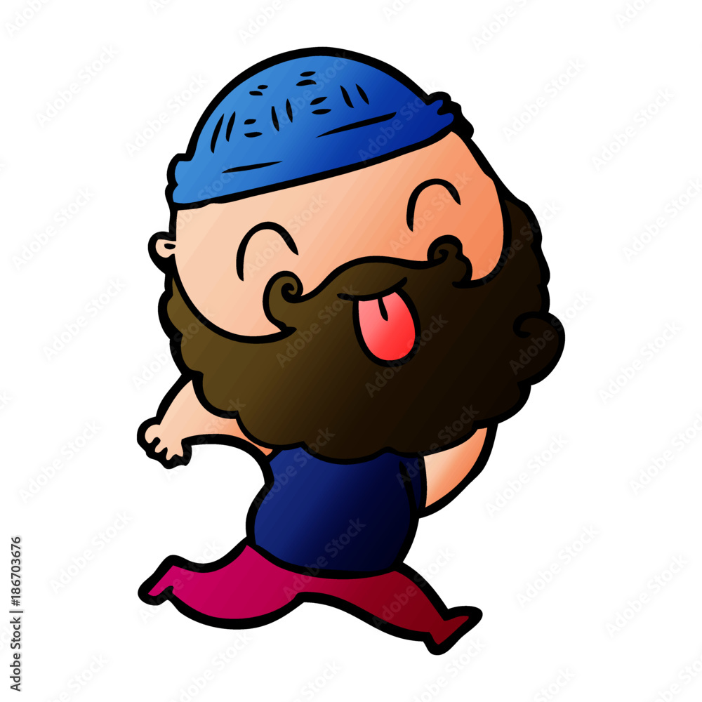running man with beard sticking out tongue running man with beard sticking out tongue