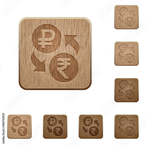 Ruble Rupee money exchange wooden buttons