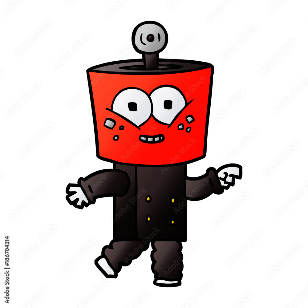 happy cartoon robot pointing happy cartoon robot pointing