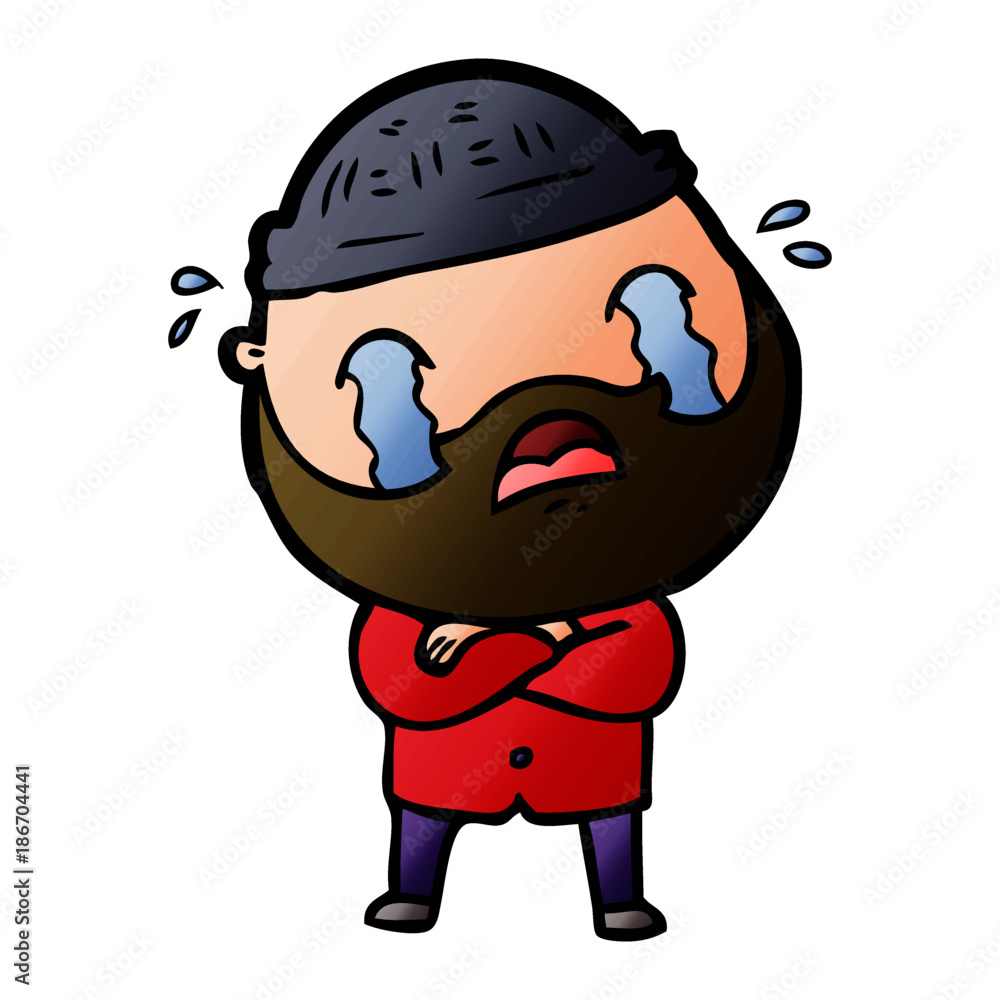 cartoon bearded man crying