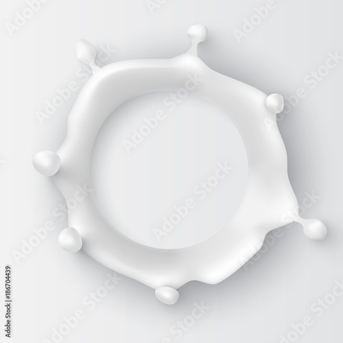 Realistic round milk splash, top view