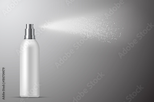 Perfume bottle with spray effect, vector design