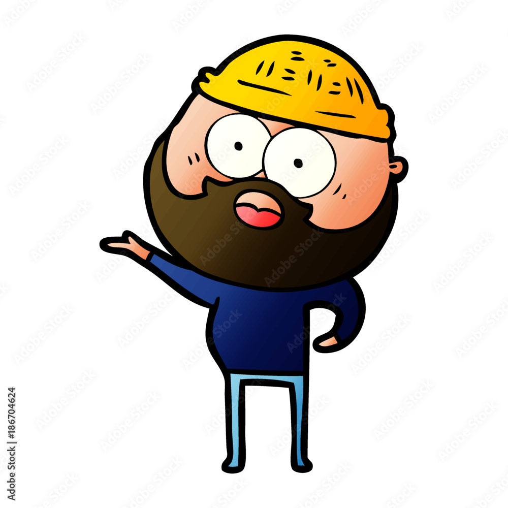 Obraz premium cartoon surprised bearded man