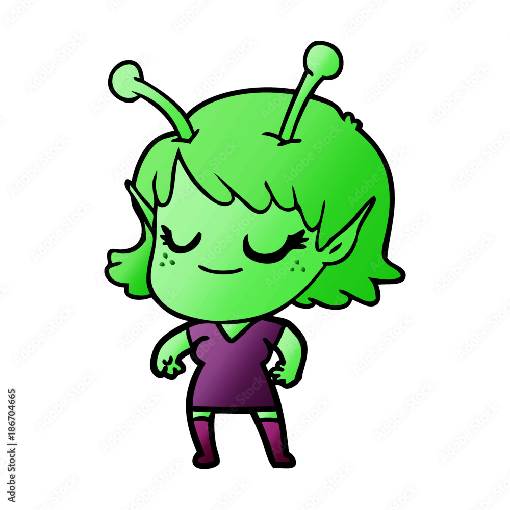 smiling alien girl cartoon smiling alien girl cartoon