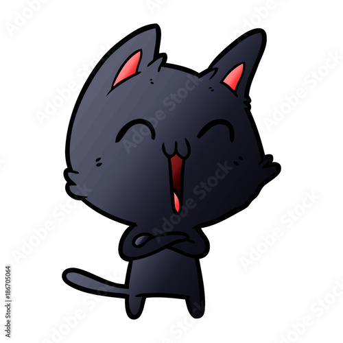 happy cartoon cat meowing