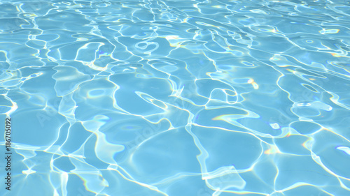 Blue and bright water in swimming pool with sun reflection, Motion of ripple water and gentle wave in pool