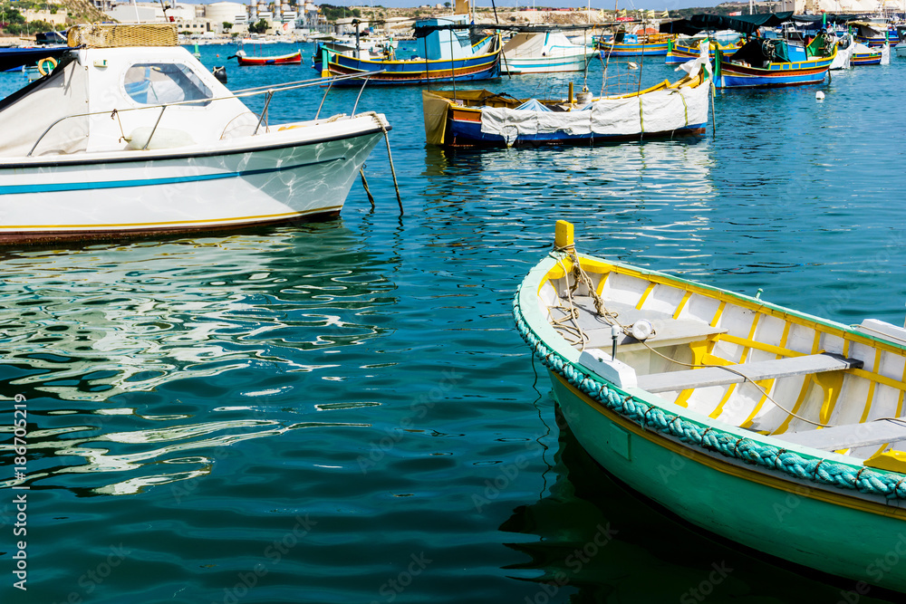 Mediterranean traditional colorful boats in Malta Mediterranean traditional colorful boats in Malta