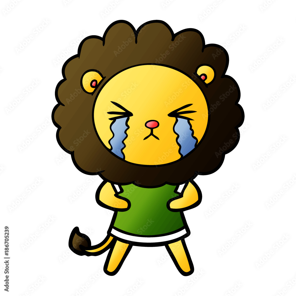 Fototapeta premium cartoon crying lion