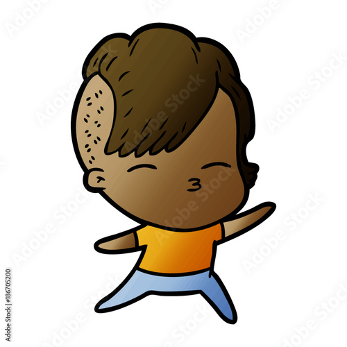cartoon squinting girl