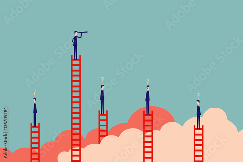 Minimalist stile. vector business finance. Successful vision concept with icon of businessman and telescope, Symbol leadership, strategy, mission, objectives.