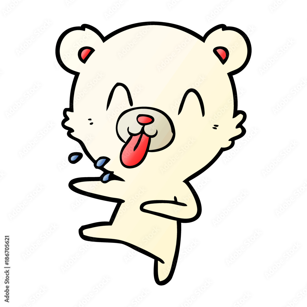 rude cartoon dancing polar bear sticking out tongue rude cartoon dancing polar bear sticking out tongue
