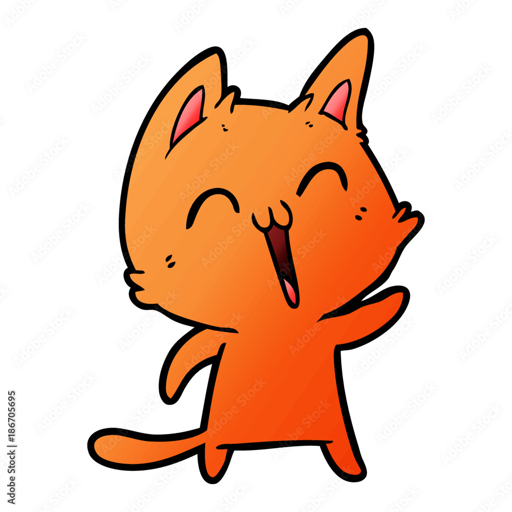 happy cartoon cat meowing happy cartoon cat meowing