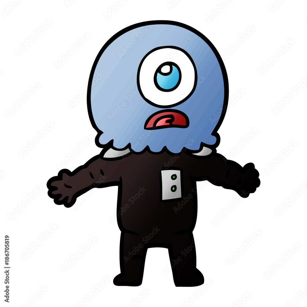 Fototapeta premium cartoon cyclops alien spaceman