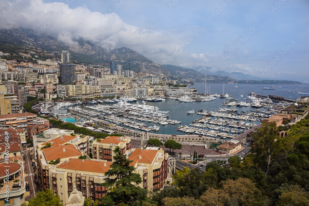 Luxury yachts in the bay of Monaco, France