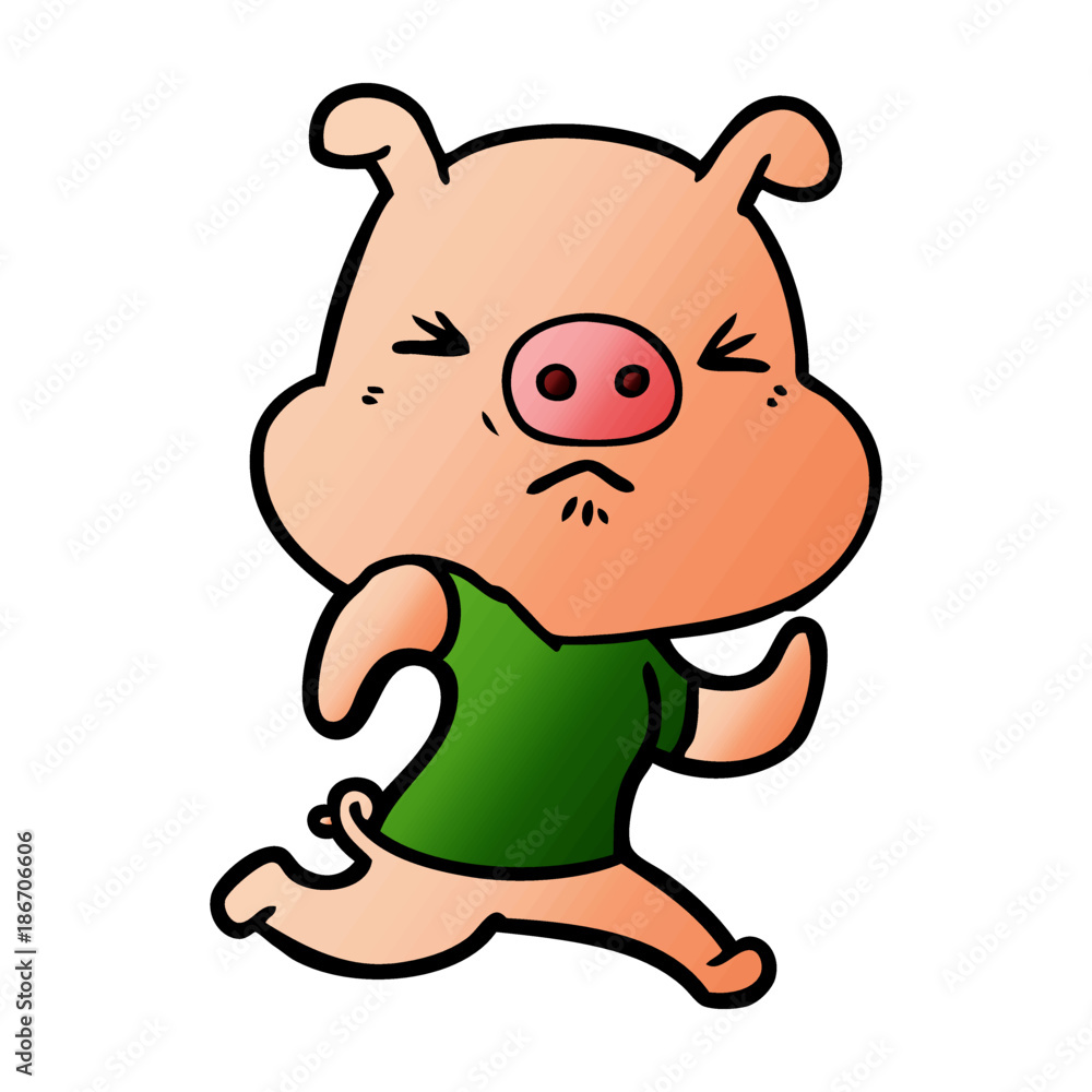 cartoon angry pig wearing tee shirt cartoon angry pig wearing tee shirt