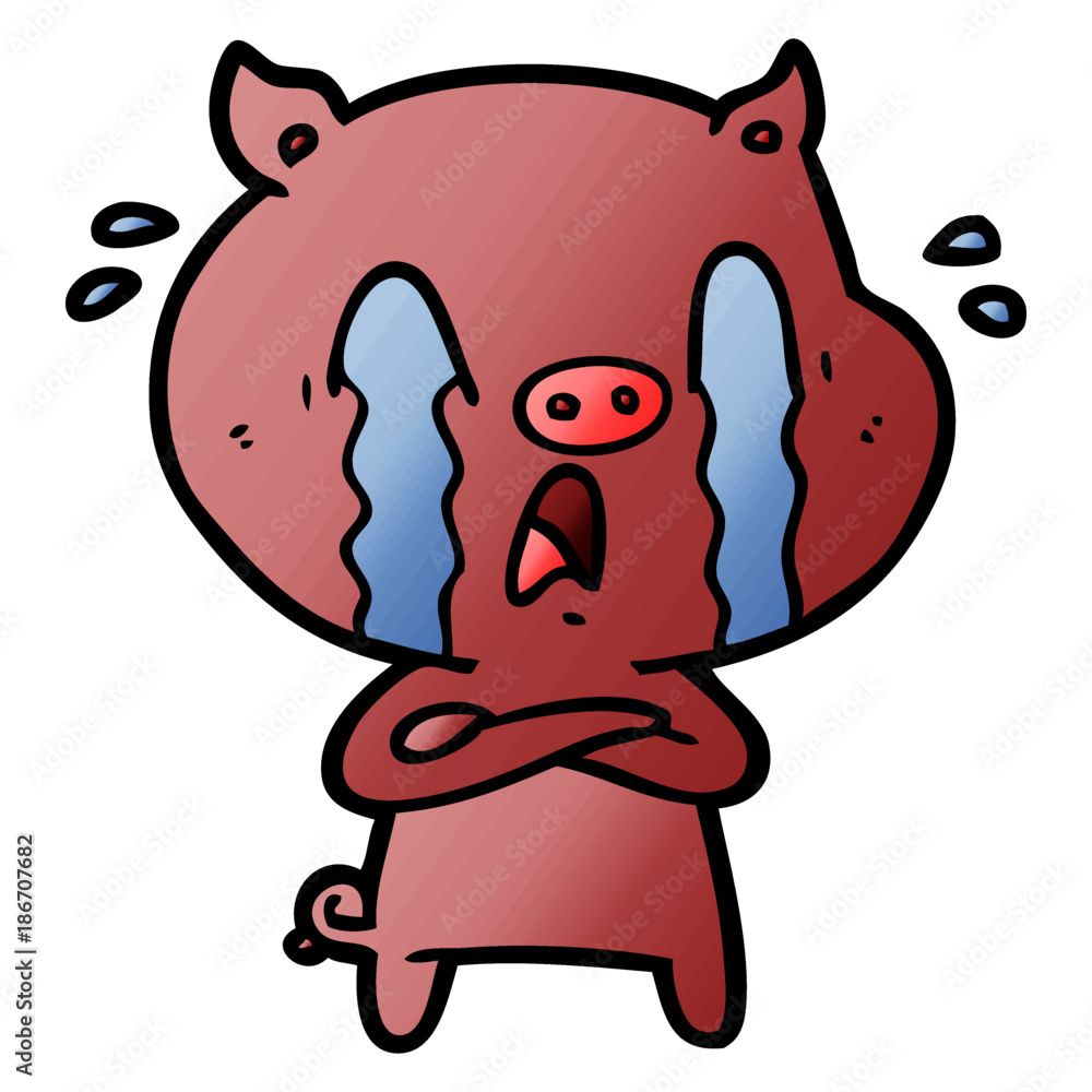 Fototapeta premium crying pig cartoon