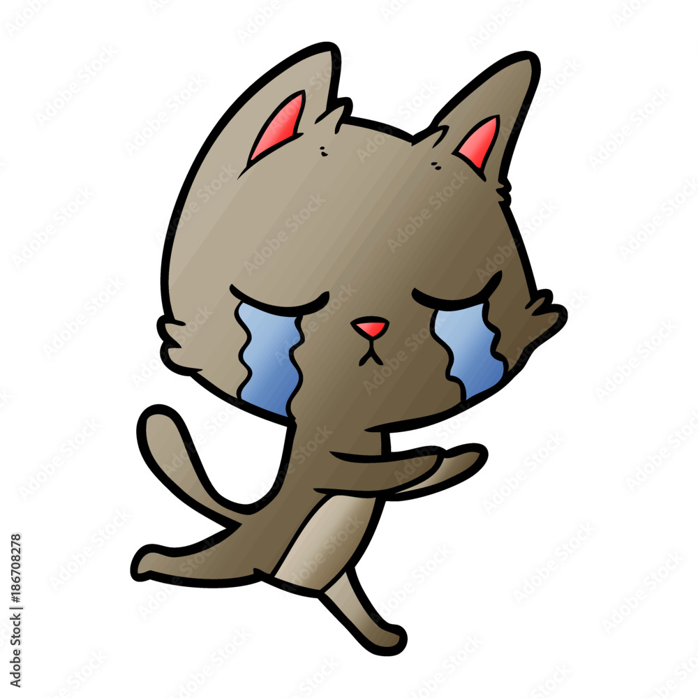 crying cartoon cat running crying cartoon cat running
