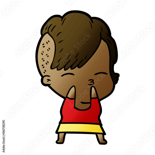 cartoon squinting girl
