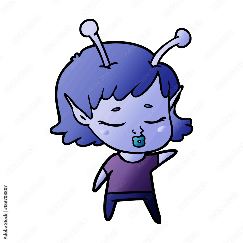 cute alien girl cartoon