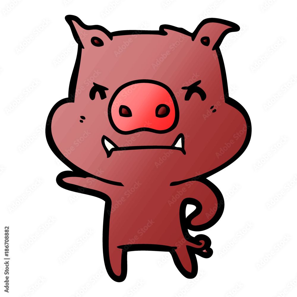 Fototapeta premium angry cartoon pig