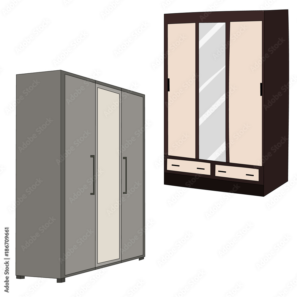 vector, isolated furniture collection, cabinets vector, isolated furniture collection, cabinets
