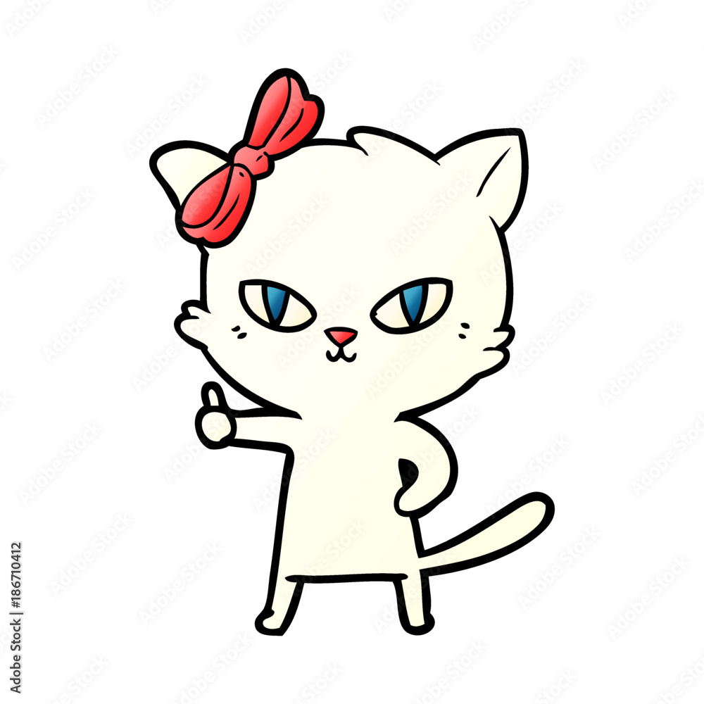 cute cartoon cat giving thumbs up symbol cute cartoon cat giving thumbs up symbol