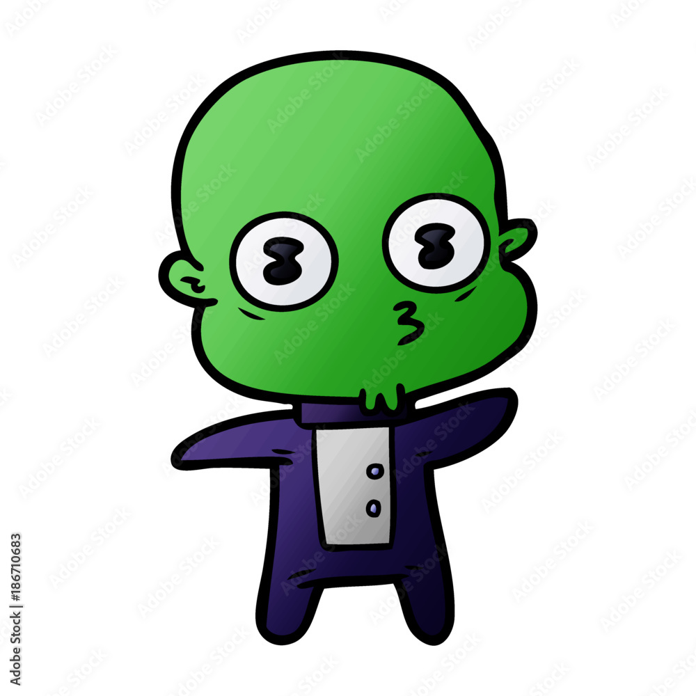 Obraz premium cartoon weird bald spaceman