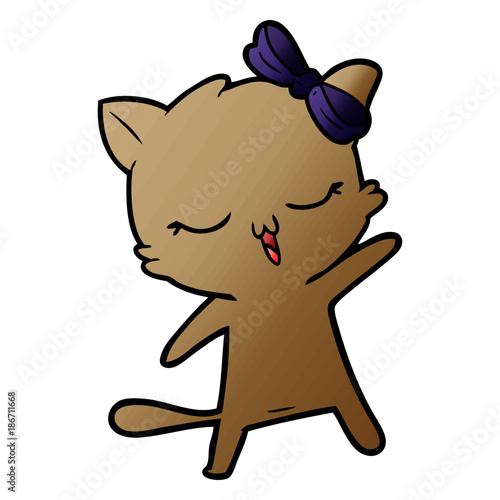 cartoon cat with bow on head