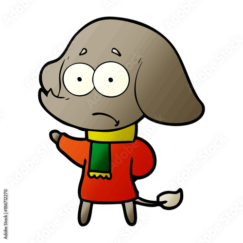 cartoon unsure elephant in scarf