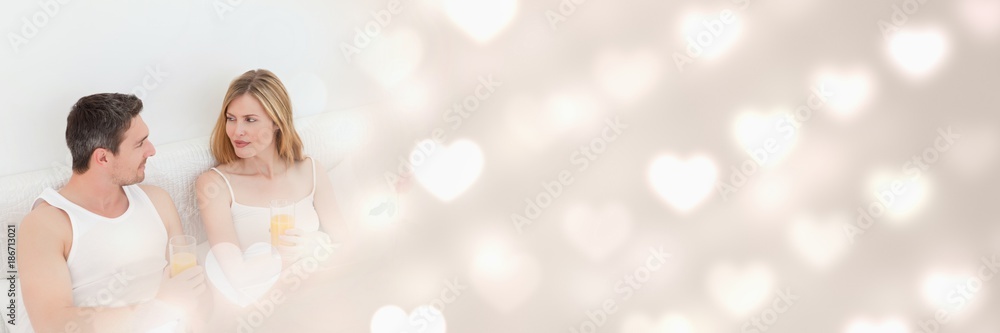 Couple with valentine's love transition hearts Couple with valentine's love transition hearts