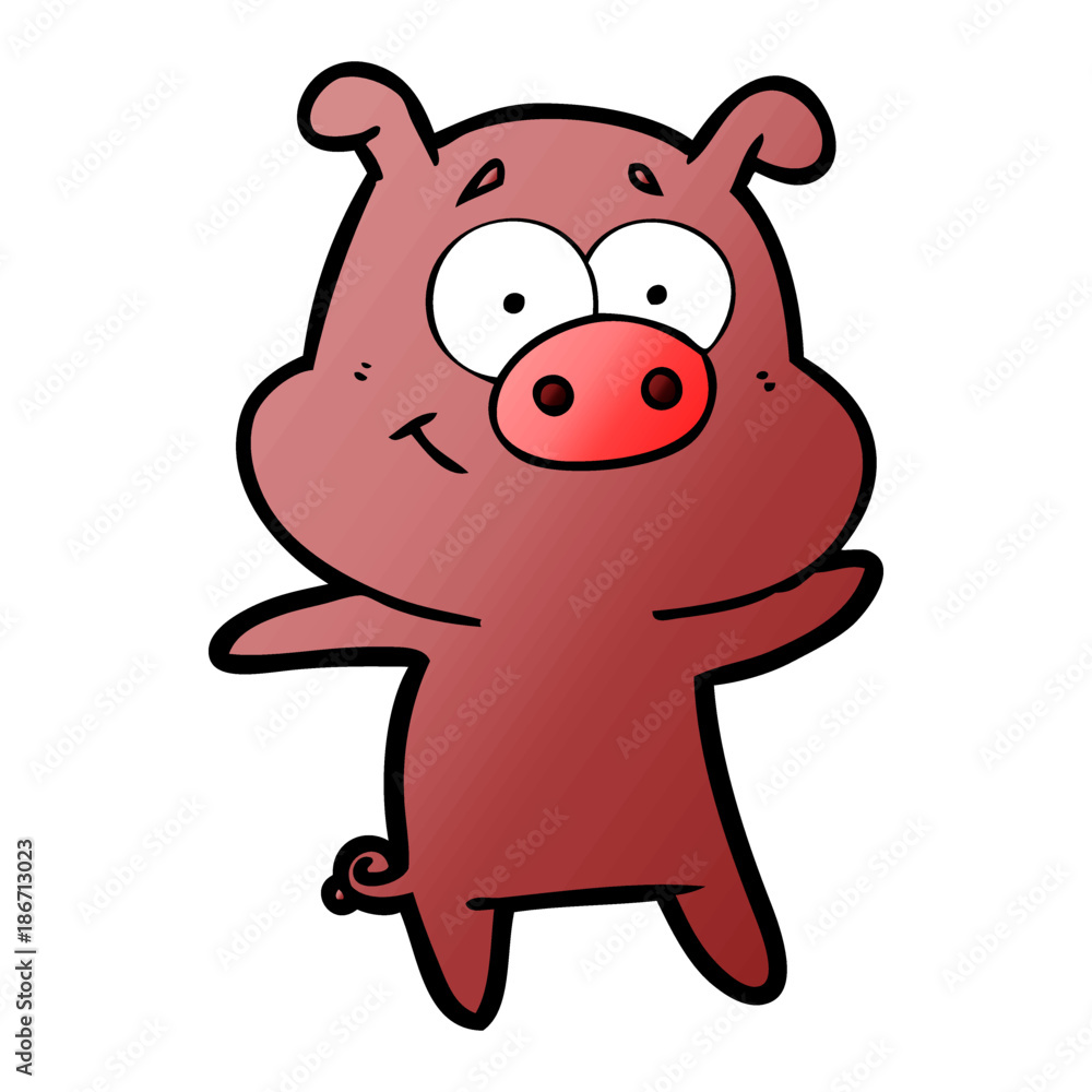Fototapeta premium happy cartoon pig